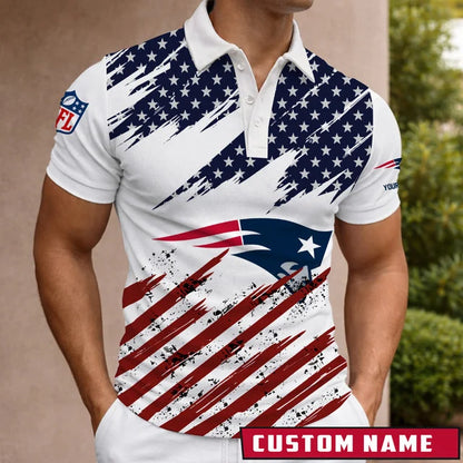 [SPECIAL OFFER] NEW CUSTOMIZED NFL27 NEP NEW ENGLAND PATRIOTS POLO SHIRT