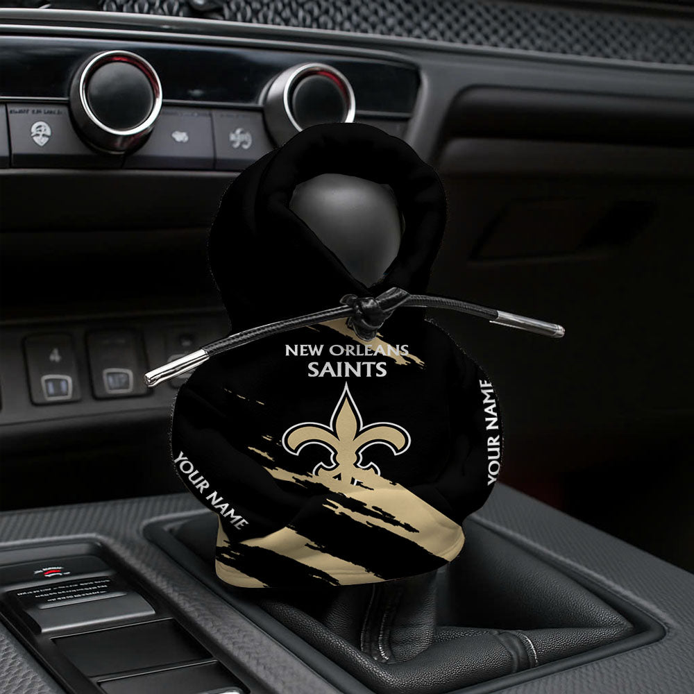 [SPECIAL OFFER] NEW CUSTOMIZED NFL24 NOS NEW ORLEANS SAINTS CAR HOODIE SHIFT KNOB COVER