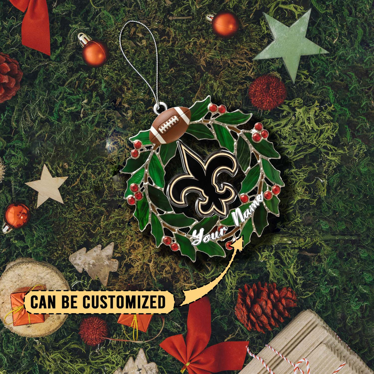 [SPECIAL OFFER] NEW CUSTOMIZED NFL24 NOS NEW ORLEANS SAINTS CHRISTMAS ACRYLIC ORNAMENT