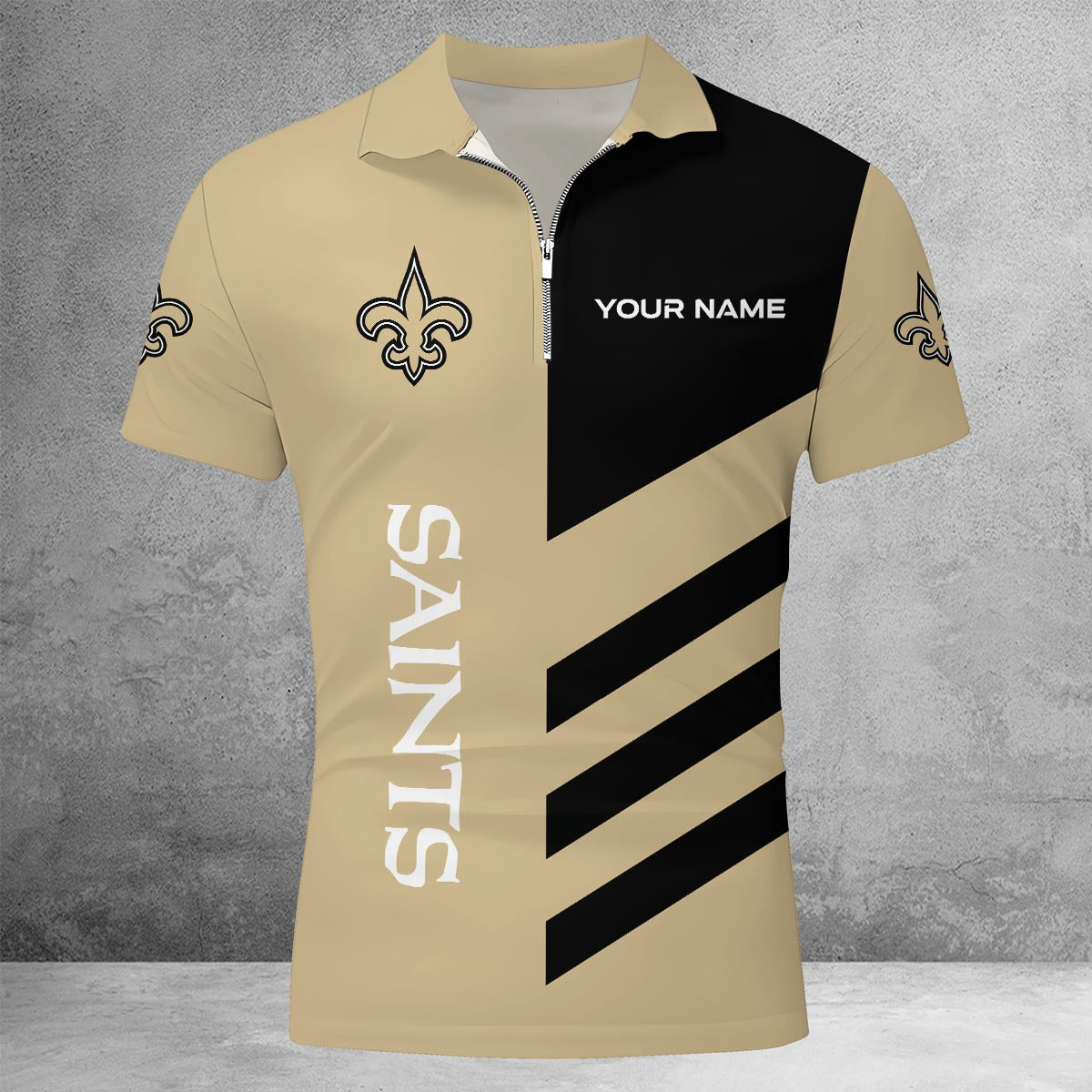 [SPECIAL OFFER] NEW CUSTOMIZED NFL24 NOS NEW ORLEANS SAINTS ZIP POLO SHIRT