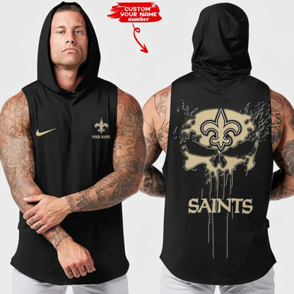 [SPECIAL OFFER] NEW CUSTOMIZED NFL24 NOS NEW ORLEANS SAINTS HOODED TANK TOP
