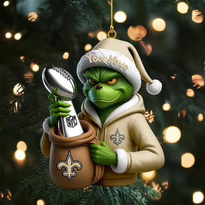 [SPECIAL OFFER] NEW CUSTOMIZED NFL24 NOS NEW ORLEANS SAINTS CHRISTMAS ACRYLIC ORNAMENT