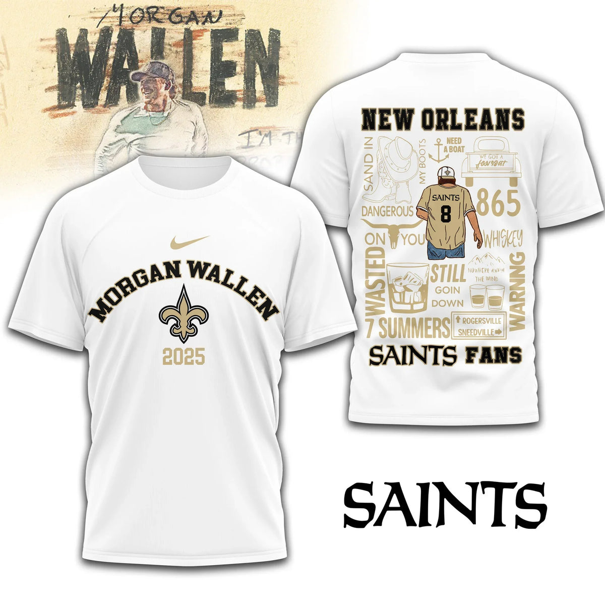 [SPECIAL OFFER] NEW CUSTOMIZED NFL24 NOS NEW ORLEANS SAINTS T-SHIRT | MULTIPLE COLORS AVAILABLE