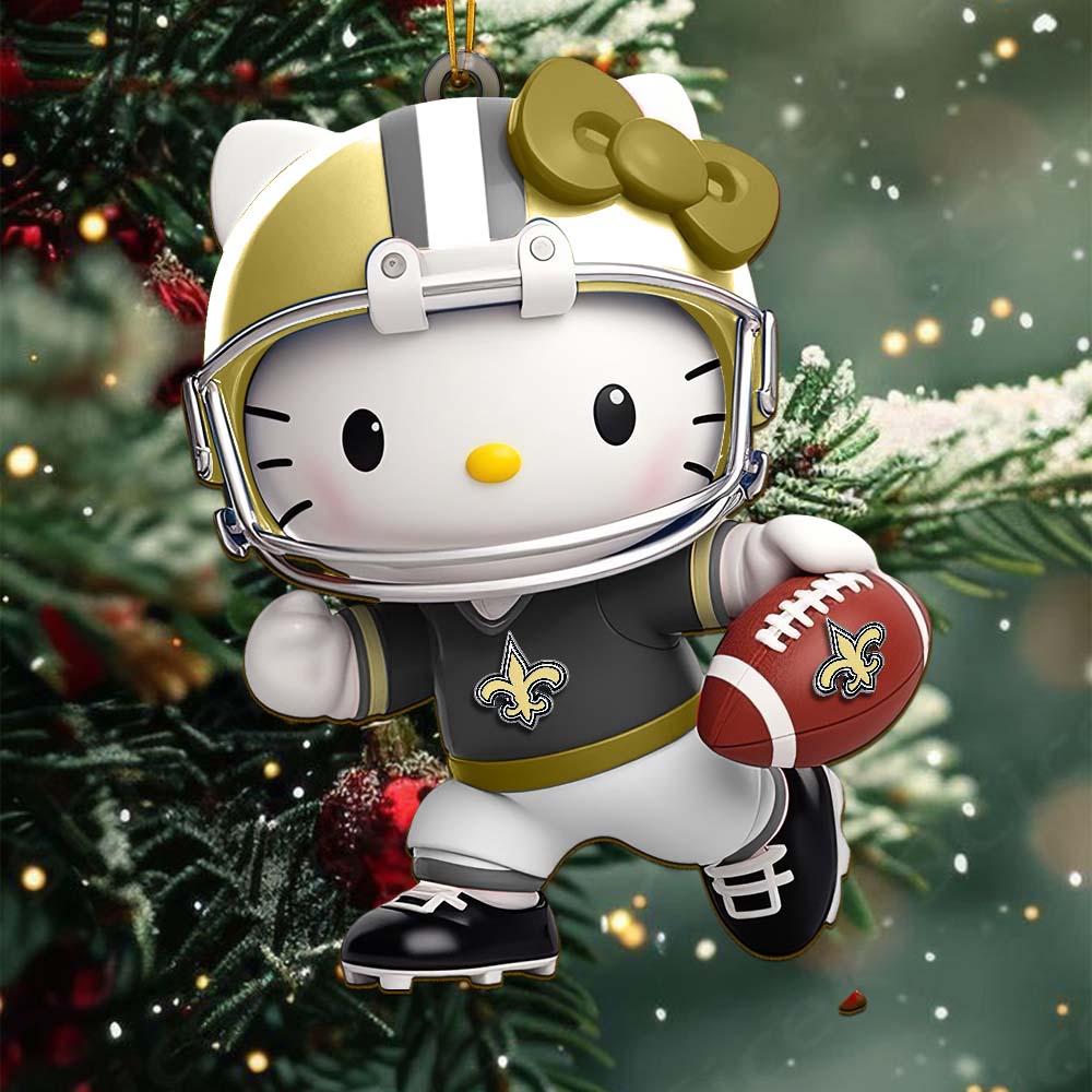 [SPECIAL OFFER] NEW CUSTOMIZED NFL24 NOS NEW ORLEANS SAINTS HELLO KITTY ACRYLIC ORNAMENT