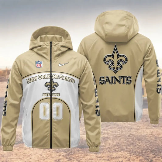 [SPECIAL OFFER] NEW CUSTOMIZED NFL24 NOS NEW ORLEANS SAINTS WINDBREAKER JACKET