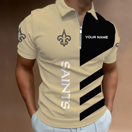 [SPECIAL OFFER] NEW CUSTOMIZED NFL24 NOS NEW ORLEANS SAINTS ZIP POLO SHIRT