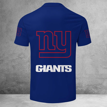 [SPECIAL OFFER] NEW CUSTOMIZED NFL32 NYG NEW YORK GIANTS ZIP POLO SHIRT