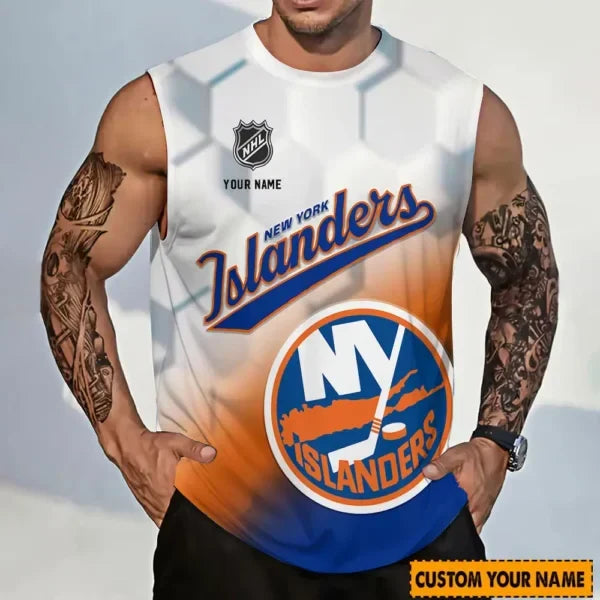 [SUPER SALE] NEW CUSTOMIZED NHL25 NYI NEW YORK ISLANDERS TANK TOP & GYM SHIRT