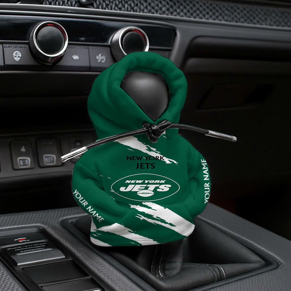 [SPECIAL OFFER] NEW CUSTOMIZED NFL25 NYJ NEW YORK JETS CAR HOODIE SHIFT KNOB COVER
