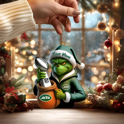 [SPECIAL OFFER] NEW CUSTOMIZED NFL25 NYJ NEW YORK JETS CHRISTMAS ACRYLIC ORNAMENT