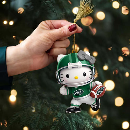 [SPECIAL OFFER] NEW CUSTOMIZED NFL25 NYJ NEW YORK JETS HELLO KITTY ACRYLIC ORNAMENT