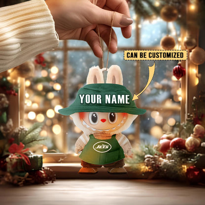 [SPECIAL OFFER] NEW CUSTOMIZED NFL25 NYJ NEW YORK JETS LABUBU CHRISTMAS ACRYLIC ORNAMENT