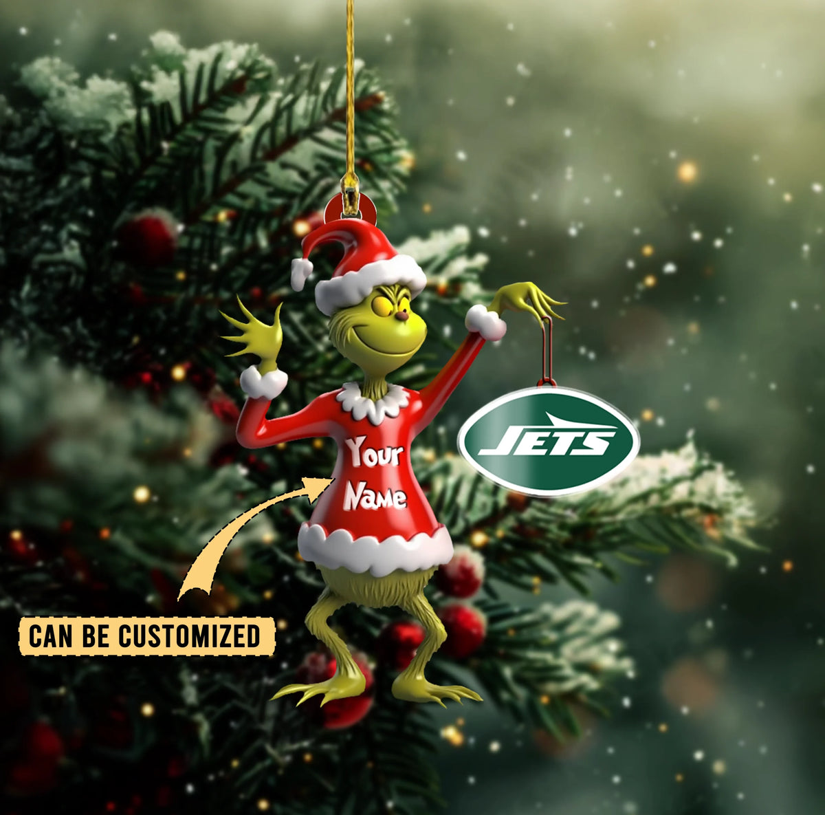 [SPECIAL OFFER] NEW CUSTOMIZED NFL25 NYJ NEW YORK JETS CHRISTMAS ACRYLIC ORNAMENT