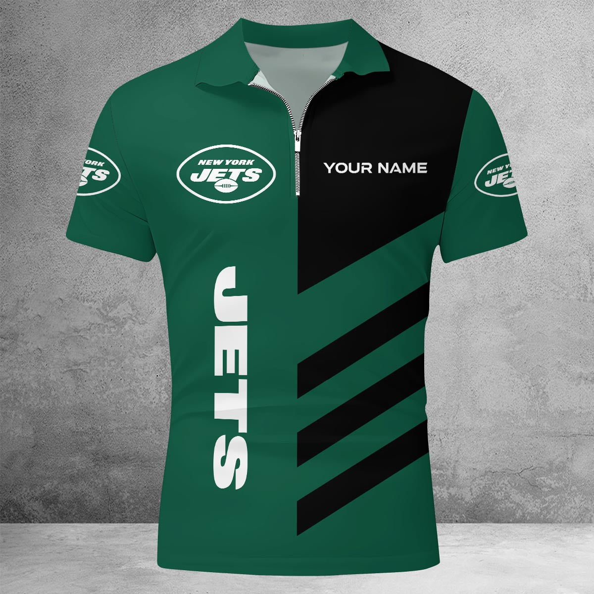 [SPECIAL OFFER] NEW CUSTOMIZED NFL25 NYJ NEW YORK JETS ZIP POLO SHIRT