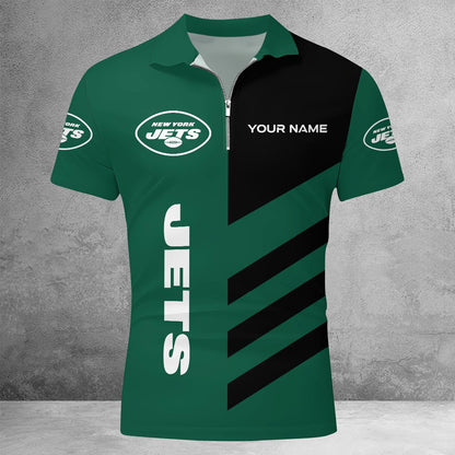 [SPECIAL OFFER] NEW CUSTOMIZED NFL25 NYJ NEW YORK JETS ZIP POLO SHIRT