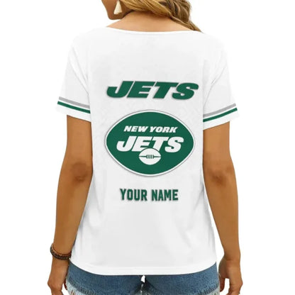 [SPECIAL OFFER] NEW CUSTOMIZED NFL25 NYJ NEW YORK JETS V-NECK FEMALE SHIRT