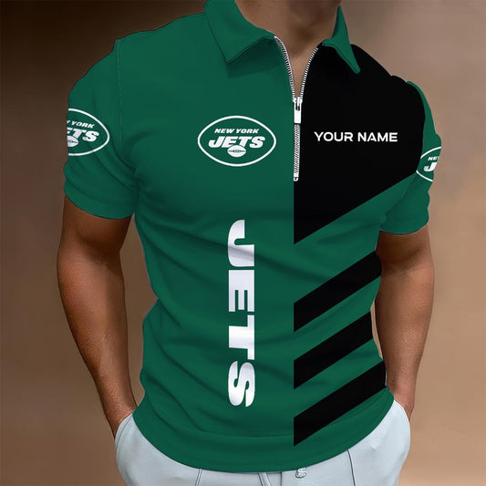 [SPECIAL OFFER] NEW CUSTOMIZED NFL25 NYJ NEW YORK JETS ZIP POLO SHIRT