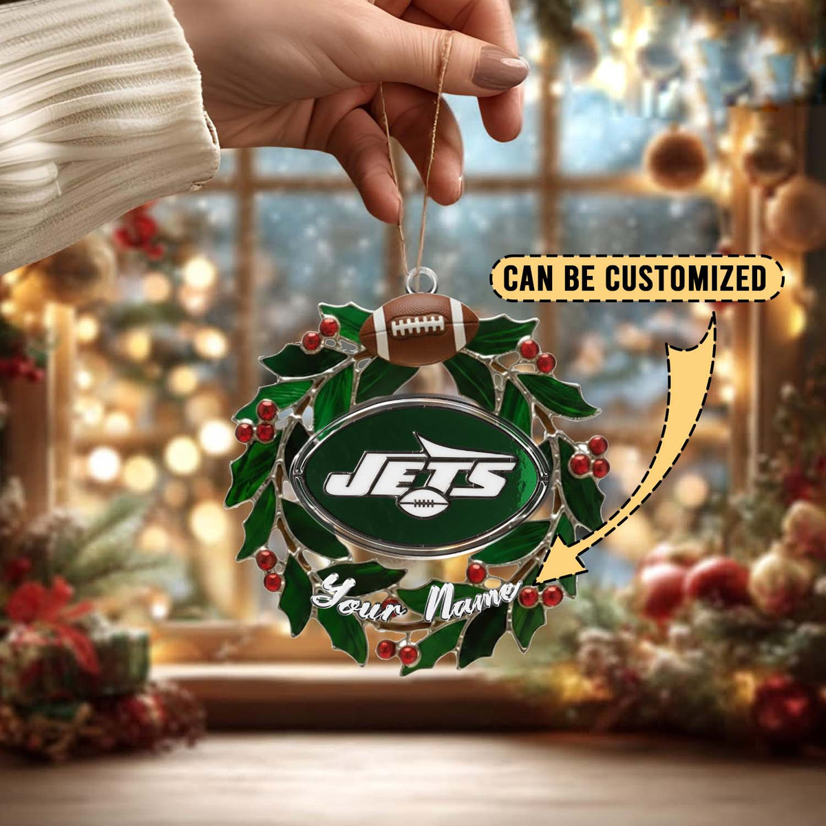 [SPECIAL OFFER] NEW CUSTOMIZED NFL25 NYJ NEW YORK JETS CHRISTMAS ACRYLIC ORNAMENT