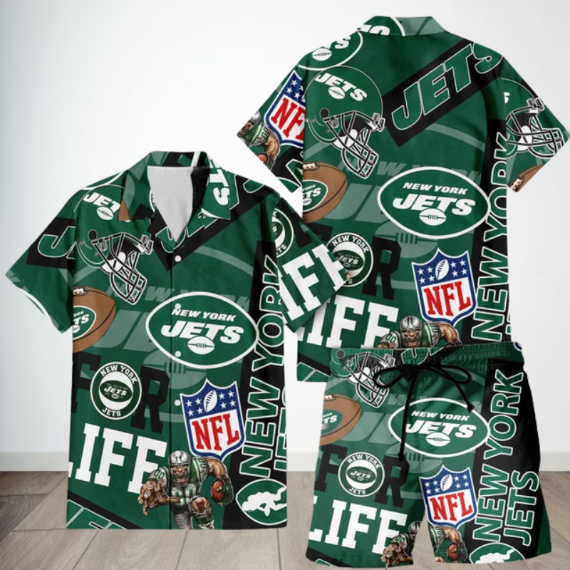 [SPECIAL OFFER] NEW CUSTOMIZED NFL25 NYJ NEW YORK JETS UNISEX HAWAIIAN SHIRT & SHORTS SET