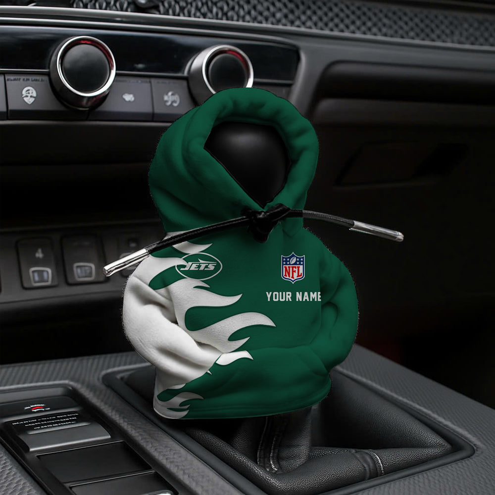 [SPECIAL OFFER] NEW CUSTOMIZED NFL25 NYJ NEW YORK JETS CAR HOODIE SHIFT KNOB COVER