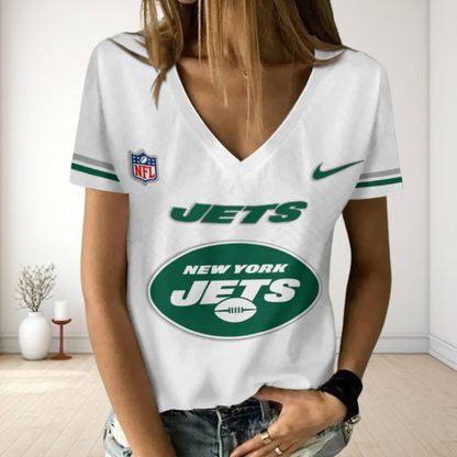 [SPECIAL OFFER] NEW CUSTOMIZED NFL25 NYJ NEW YORK JETS V-NECK FEMALE SHIRT
