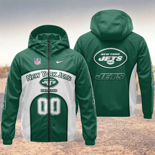 [SPECIAL OFFER] NEW CUSTOMIZED NFL25 NYJ NEW YORK JETS WINDBREAKER JACKET