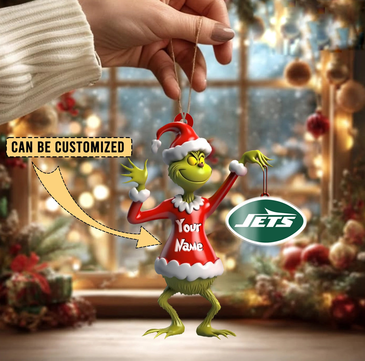 [SPECIAL OFFER] NEW CUSTOMIZED NFL25 NYJ NEW YORK JETS CHRISTMAS ACRYLIC ORNAMENT