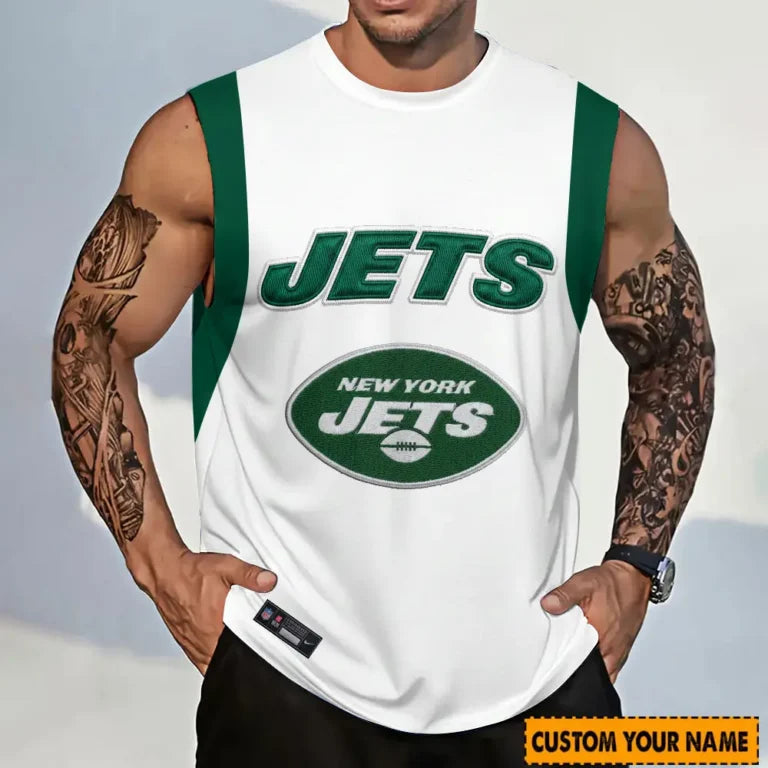 [SPECIAL OFFER] NEW CUSTOMIZED NFL25 NYJ NEW YORK JETS TANKTOP & GYM SHIRT