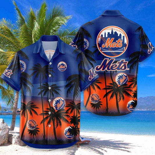 [FLASH SALE] NEW CUSTOMIZED MLB17 NYM NEW YORK METS UNISEX HAWAIIAN SHIRT & SHORTS SET