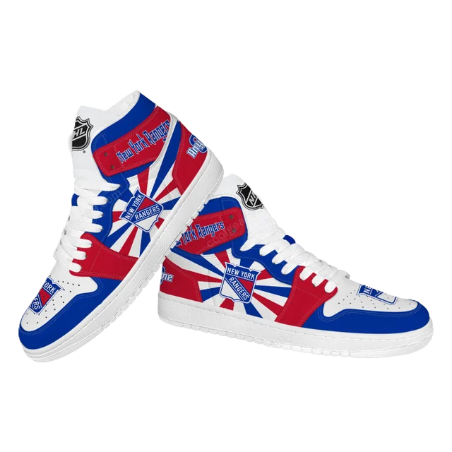 [SUPER SALE] NEW CUSTOMIZED NHL24 NY RANGERS AIR JORDAN SNEAKERS