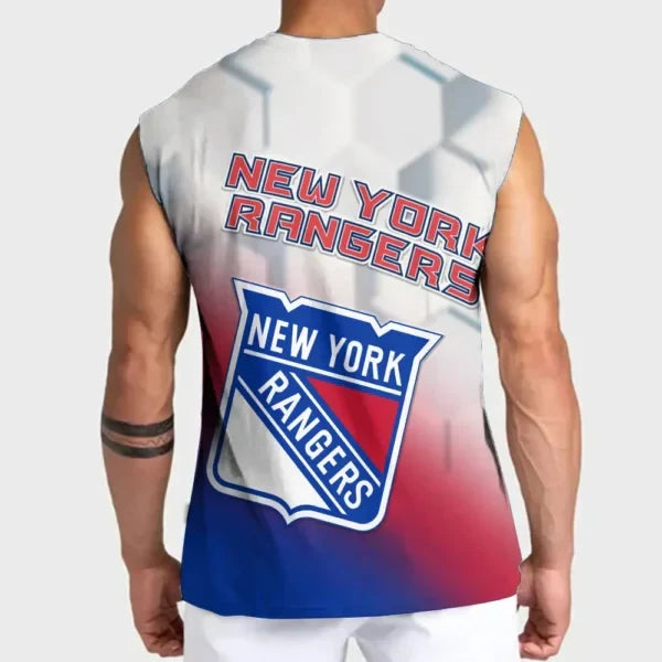 [SUPER SALE] NEW CUSTOMIZED NHL24 NYR NEW YORK RANGERS TANK TOP & GYM SHIRT