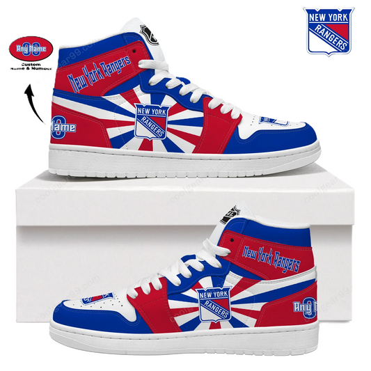 [SUPER SALE] NEW CUSTOMIZED NHL24 NY RANGERS AIR JORDAN SNEAKERS