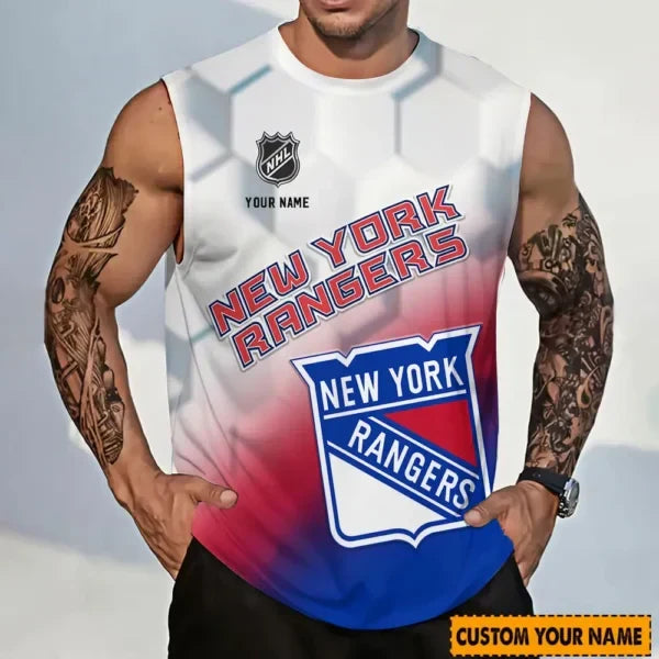 [SUPER SALE] NEW CUSTOMIZED NHL24 NYR NEW YORK RANGERS TANK TOP & GYM SHIRT