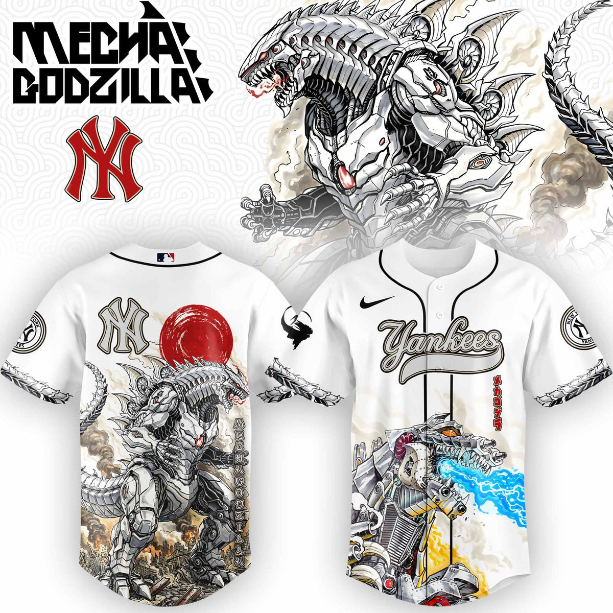[FLASH SALE] NEW CUSTOMIZED MLB01 NY YANKEES x GODZILLA BASEBALL JERSEY