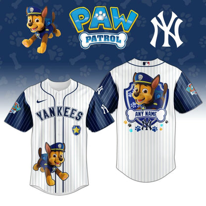 [FLASH SALE] NEW CUSTOMIZED MLB01 NYY NEW YORK YANKEES x PAW PATROL BASEBALL JERSEY & CAP