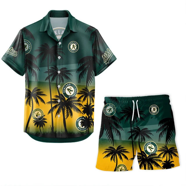 [FLASH SALE] NEW CUSTOMIZED MLB23 OAS OAKLAND ATHLETICS UNISEX HAWAIIAN SHIRT & SHORTS SET