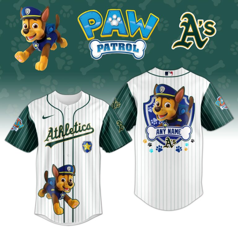 [FLASH SALE] NEW CUSTOMIZED MLB23 OAS OAKLAND ATHLETICS x PAW PATROL BASEBALL JERSEY & CAP