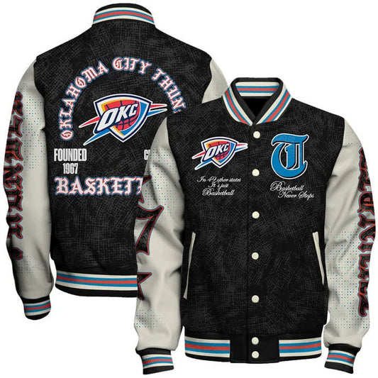 [HOT DEAL] NEW CUSTOMIZED NBA01 OCT OKLAHOMA CITY THUNDER BASEBALL JACKET, SATIN VARSITY JACKET