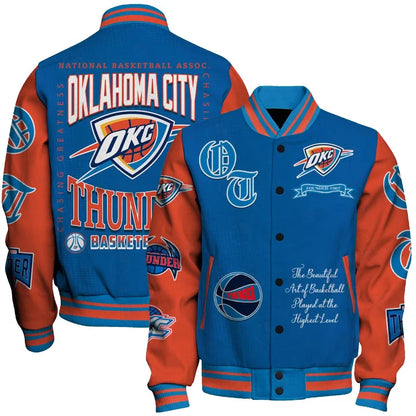 [HOT DEAL] NEW CUSTOMIZED NBA01 OCT OKLAHOMA CITY THUNDER BASEBALL JACKET, SATIN VARSITY JACKET