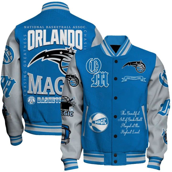 [HOT DEAL] NEW CUSTOMIZED NBA15 OMA ORLANDO MAGIC BASEBALL JACKET, SATIN VARSITY JACKET