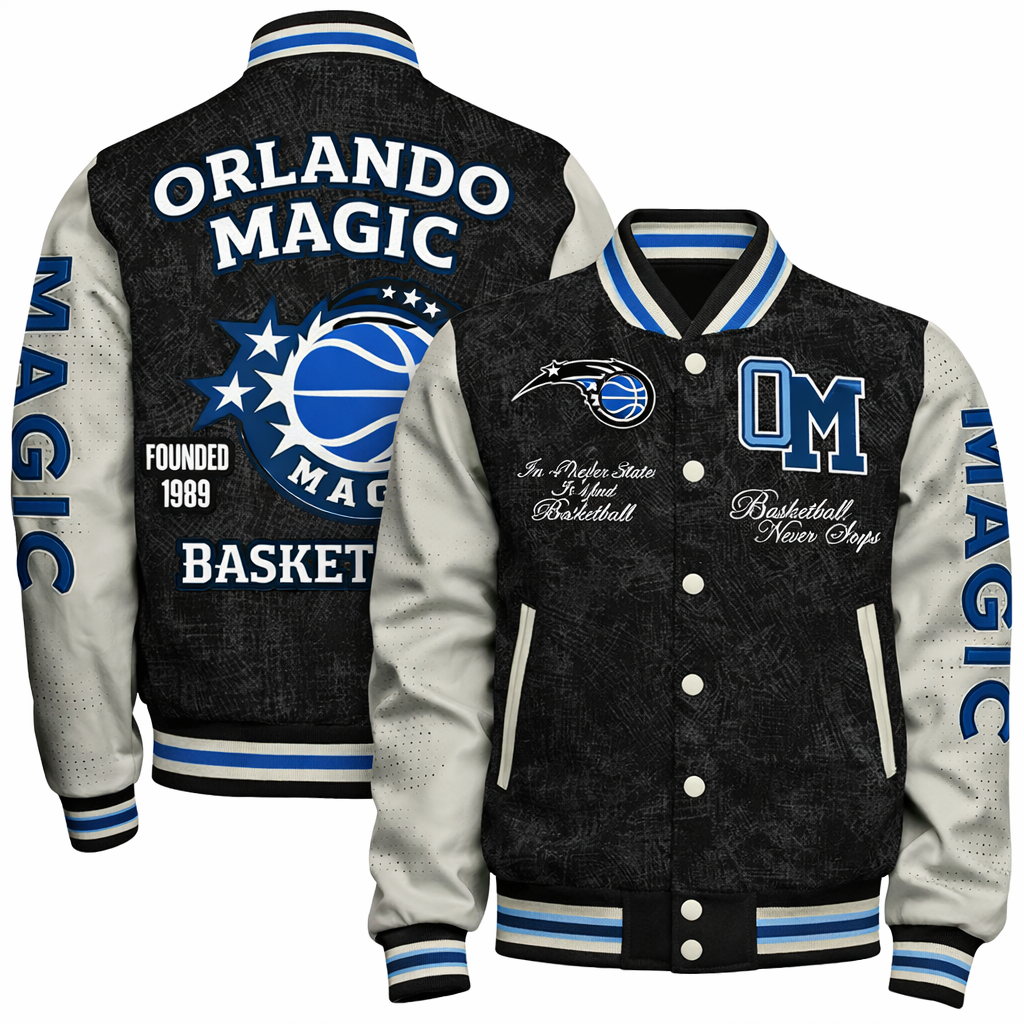 [HOT DEAL] NEW CUSTOMIZED NBA15 OMA ORLANDO MAGIC BASEBALL JACKET, SATIN VARSITY JACKET