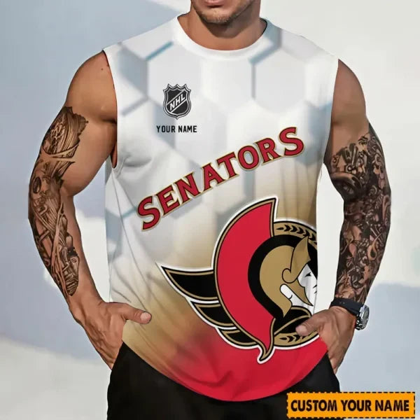 [SUPER SALE] NEW CUSTOMIZED NHL29 OSN OTTAWA SENATORS TANK TOP & GYM SHIRT