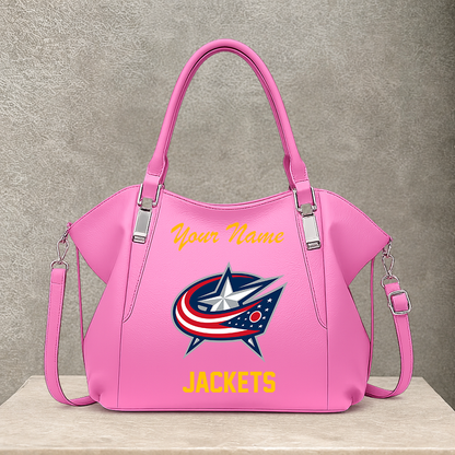[SUPER SALE] NEW CUSTOMIZED NHL18 CBJ COLUMBUS BLUE JACKETS SHOULDER HANDBAG