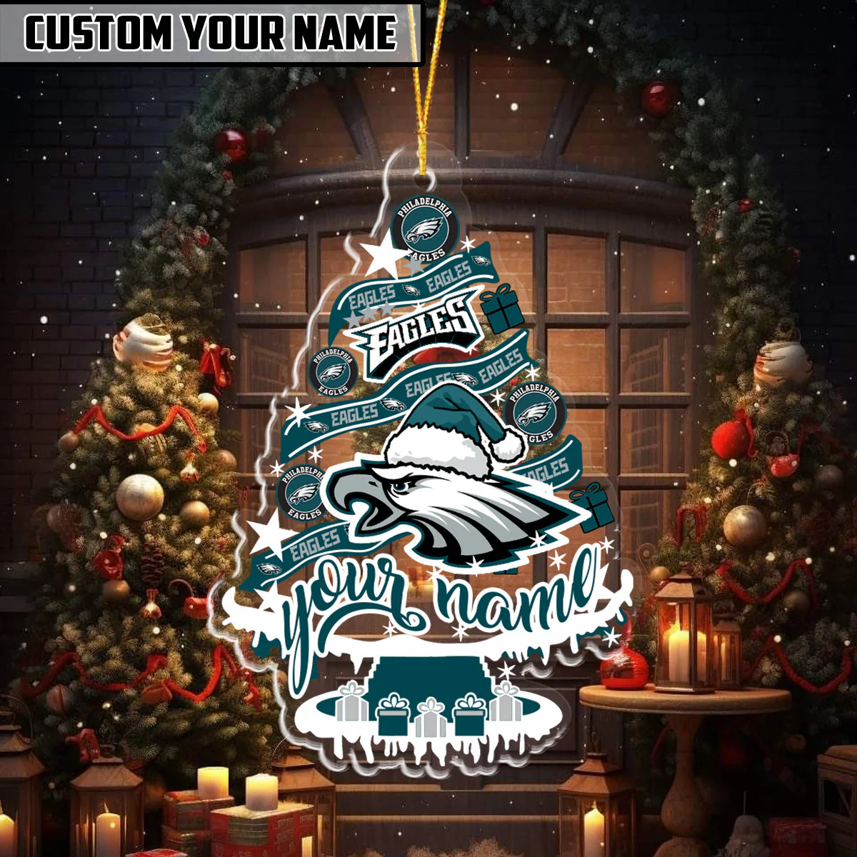 [SPECIAL OFFER] NEW CUSTOMIZED NFL02 PPE PHILADELPHIA EAGLES CHRISTMAS ACRYLIC ORNAMENT