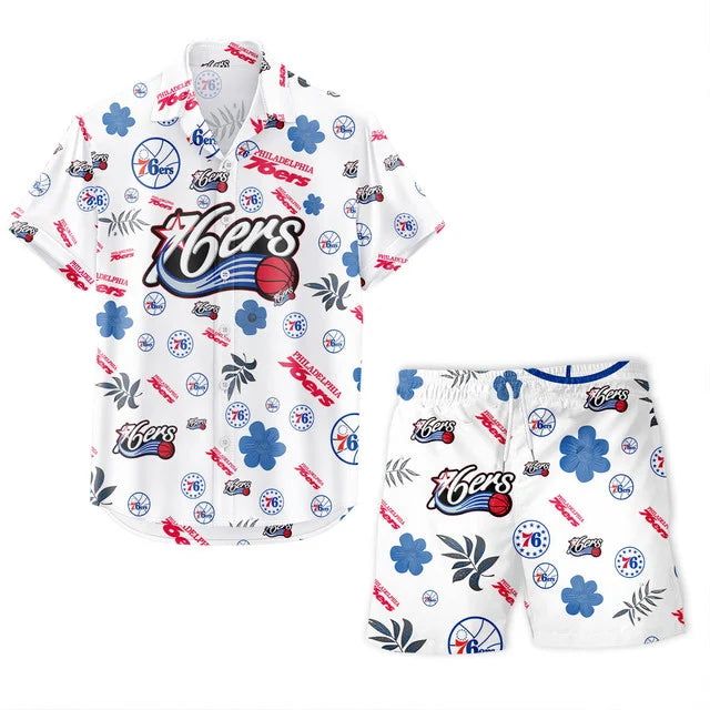[HOT DEAL] NEW CUSTOMIZED NBA26 P76 PHILADELPHIA 76ERS UNISEX HAWAIIAN SHIRT & SHORTS SET