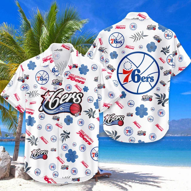 [HOT DEAL] NEW CUSTOMIZED NBA26 P76 PHILADELPHIA 76ERS UNISEX HAWAIIAN SHIRT & SHORTS SET