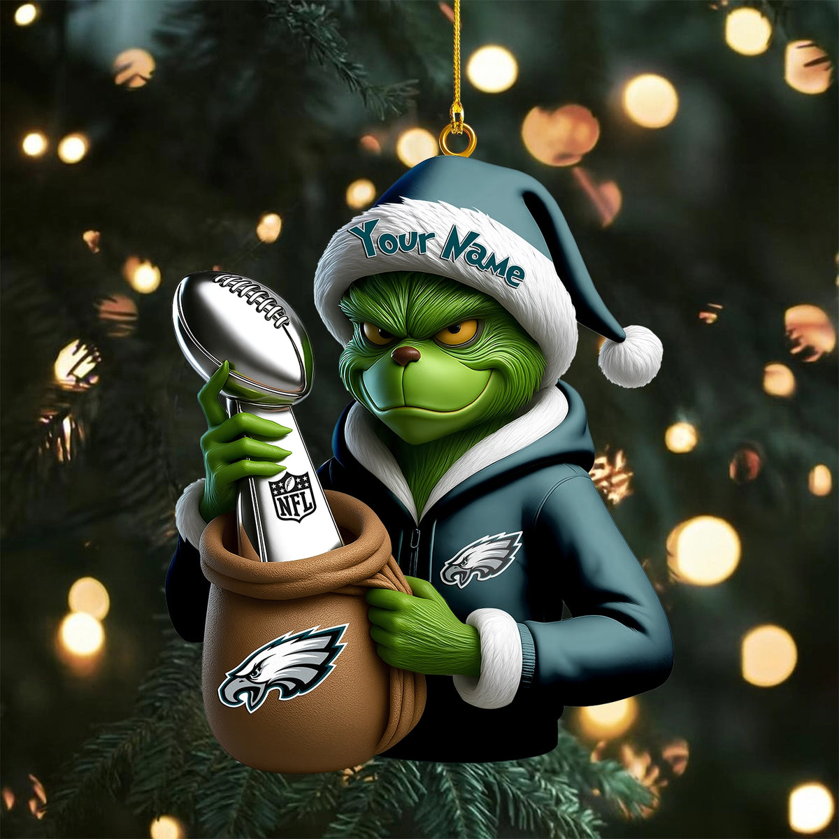 [SPECIAL OFFER] NEW CUSTOMIZED NFL02 PPE PHILADELPHIA EAGLES CHRISTMAS ACRYLIC ORNAMENT