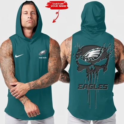 [SPECIAL OFFER] NEW CUSTOMIZED NFL02 PPE PHILADELPHIA EAGLES HOODED TANK TOP
