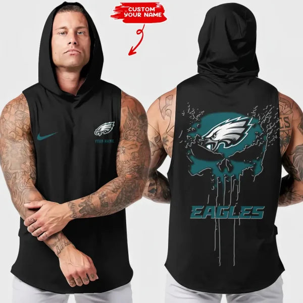 [SPECIAL OFFER] NEW CUSTOMIZED NFL02 PPE PHILADELPHIA EAGLES HOODED TANK TOP