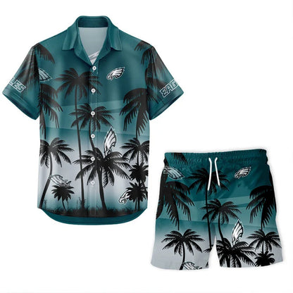[SPECIAL OFFER] NEW CUSTOMIZED NFL02 PPE PHILADELPHIA EAGLES UNISEX HAWAIIAN SHIRT & SHORTS SET